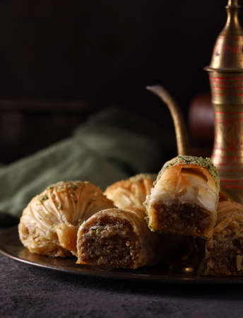 organic oriental sweets baklava with nutsの写真素材