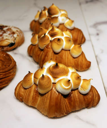fresh french classic croissant for breakfast
