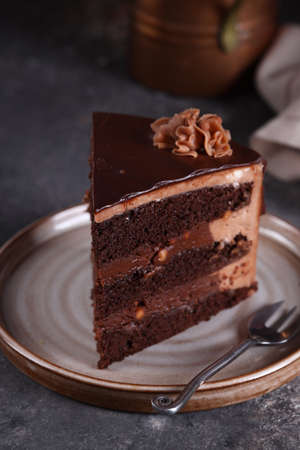 super chocolate cake slice for dessertの写真素材
