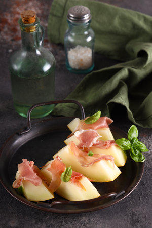 appetizer antipasto ham prosciutto meloneの写真素材