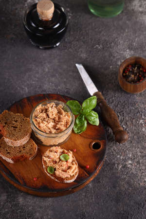turkey meat riet with rye breadの写真素材