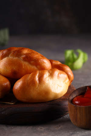 potato pies homemade food on the tableの写真素材