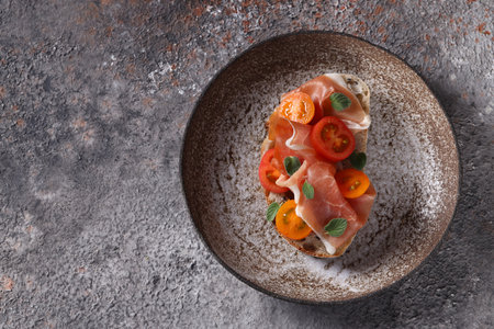 appetizer lunch bruschetta healthy foodの写真素材