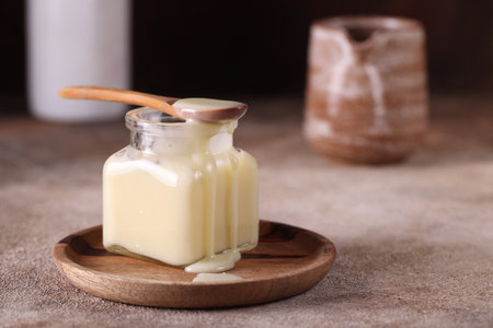 homemade condensed milk sweet dessertの写真素材