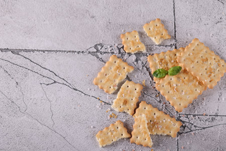 salty cookie cracker for snack foodの写真素材