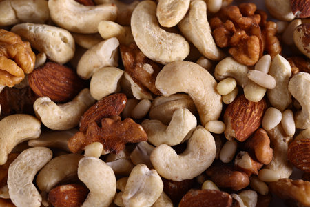 natural assorted nuts on white background