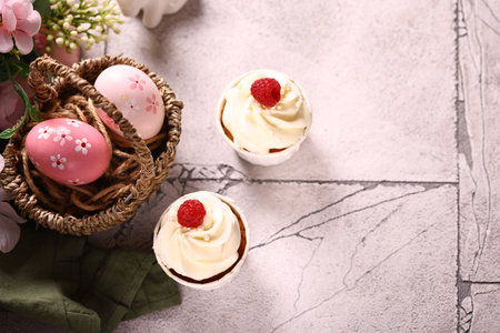 easter still life decor eggs flowersの写真素材