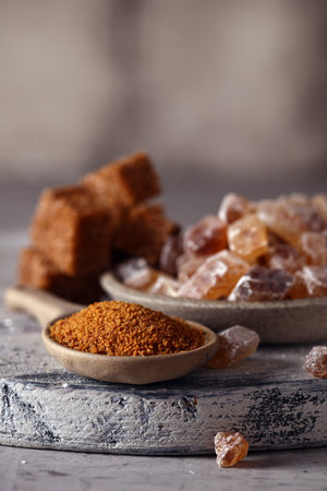 natural organic sugar sand and refined sugarの写真素材