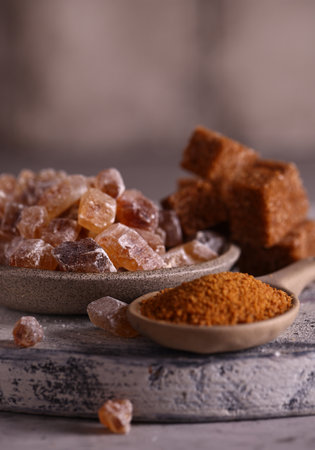 natural organic sugar sand and refined sugarの写真素材