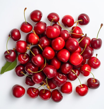 ripe organic sweet and juicy cherriesの素材