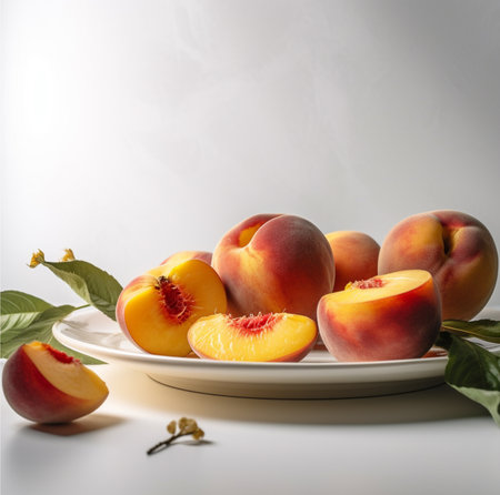 fresh juicy natural organic peachesの素材