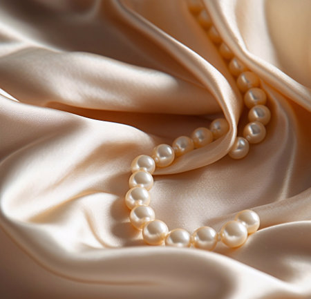 silk fabric with pearls - luxury backgroundの素材
