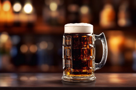 natural fresh beer in a mug on the bar counterの素材