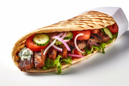 traditional turkish doner kebab with meat and vegetablesの素材