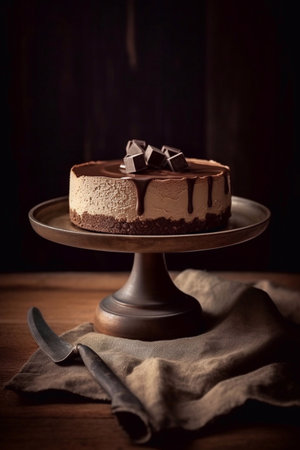 chocolate cheesecake with cocoa and chocolate chipsの素材