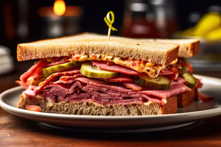 sandwich with pastrami and pickled onionsの素材