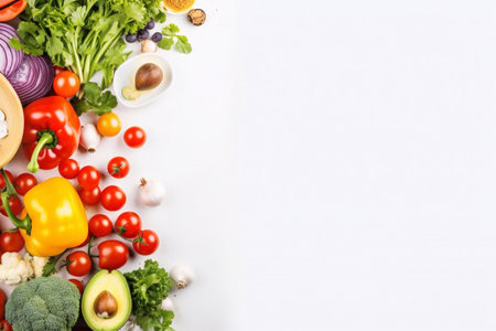 vegetarian food and diet nutrition concept,  various fresh vegetables ingredients for saladの素材