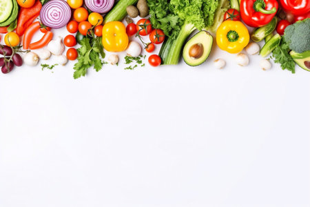 vegetarian food and diet nutrition concept,  various fresh vegetables ingredients for saladの素材