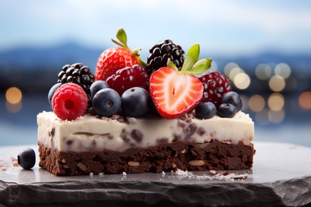chocolate cake with fresh berries dessertの素材