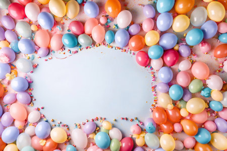 Decorative web banner Carnival, festival or birthday balloon background frame compositionの素材