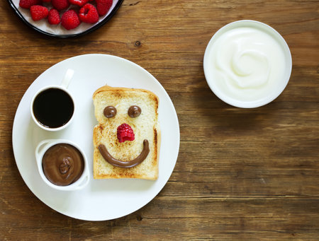 funny serving breakfast on a plateの写真素材