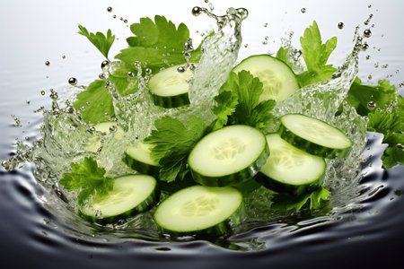 natural organic fresh cucumbers for healthy eatingの素材