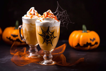 Halloween Pumpkin cocktail with whipped creamの素材