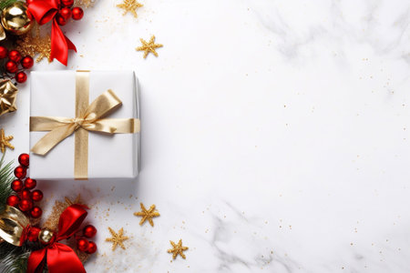 Christmas gifts on white background top viewの素材