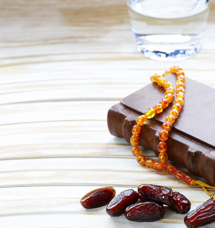 dates and glass of water traditional ramadan