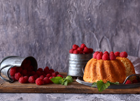 dessert cake roll with fresh berries