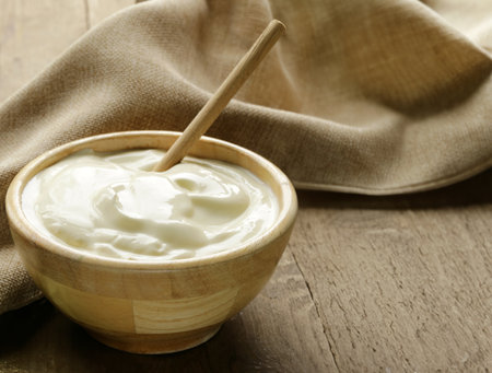 dairy product sour cream, yogurt for healthy foodの写真素材