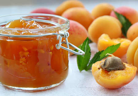 natural organic apricot jam for dessertの写真素材