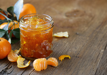 natural organic citrus jam on the tableの写真素材