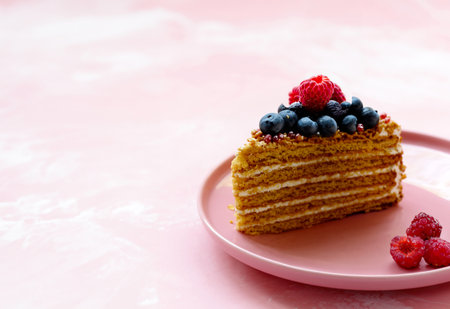 piece of cake dessert with fresh berries