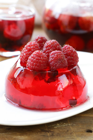 fruit jelly with fresh berries dessert collagenの写真素材