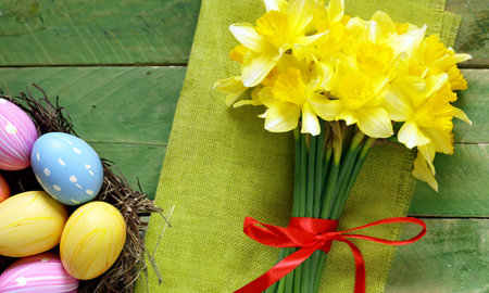 bouquet spring yellow flowers daffodils Easter