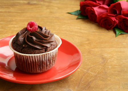 dessert mini cake with berries for the holidayの写真素材