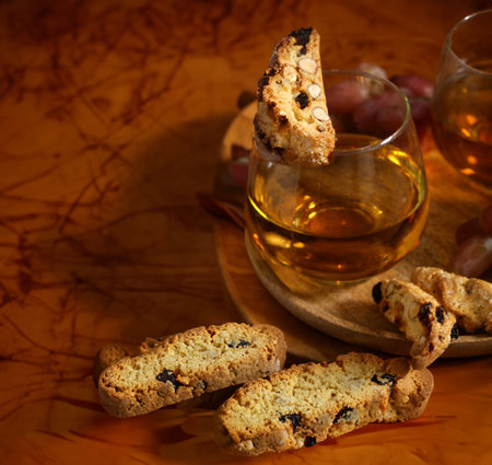 Traditional Italian biscotti cantucci cookiesの写真素材