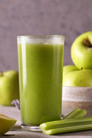 green smoothie with apples and celeryの写真素材