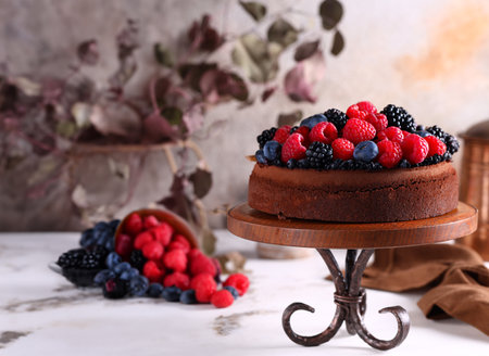festive dessert cake for treatの写真素材