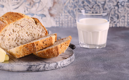 homemade whole grain bread with flax seeds