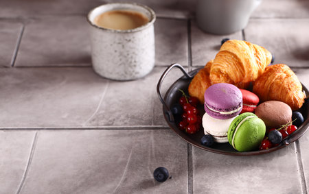 traditional macaroons with different fillingsの写真素材