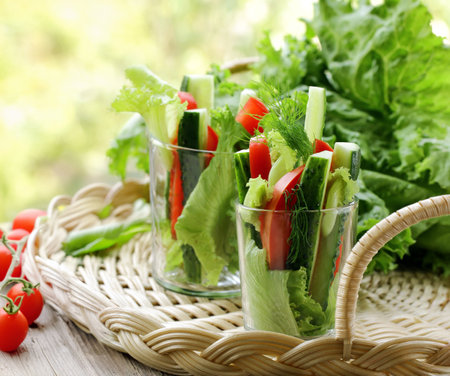 fresh vegetable appetizer served cateringの写真素材