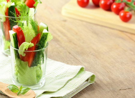 fresh vegetable appetizer served cateringの写真素材