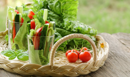 fresh vegetable appetizer served cateringの写真素材