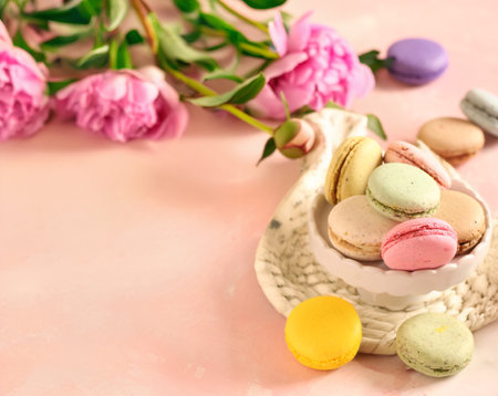macaroons for dessert and holiday treatsの写真素材