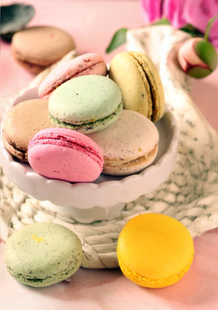 macaroons for dessert and holiday treatsの写真素材