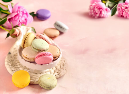 macaroons for dessert and holiday treatsの写真素材
