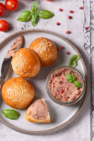 pate with fresh bread for appetizerの写真素材
