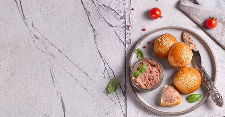 pate with fresh bread for appetizerの写真素材